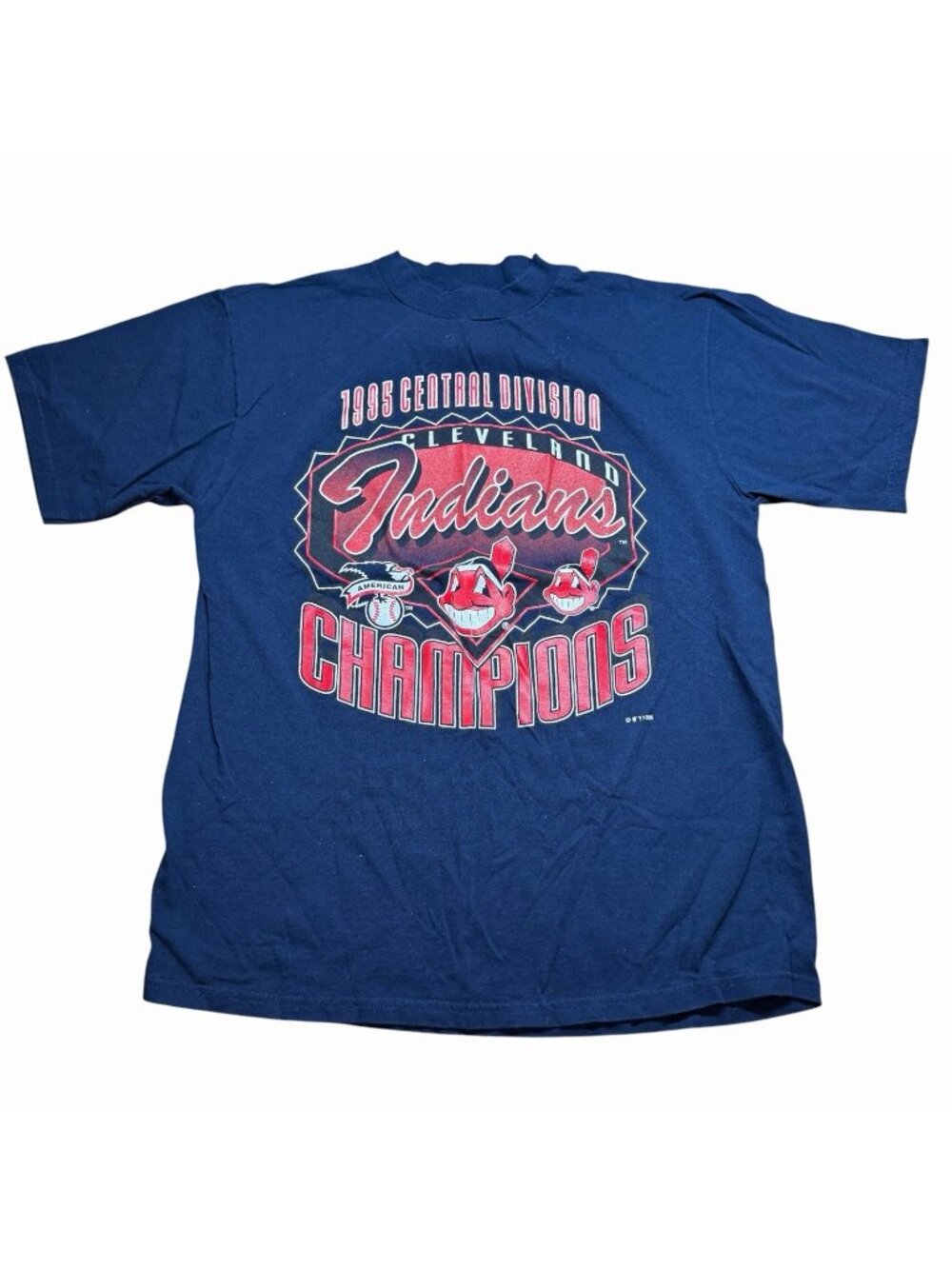 1995 Vintage Cleveland Indians AL Central Division Champions T-Shirt Size L